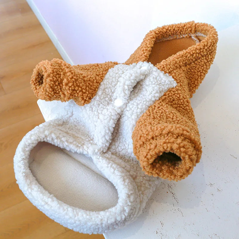 Berber Fleece Dog Hoodie – Winter Warm Pet Sweater with Buckle